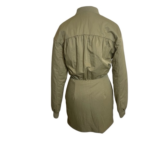 NWT Zara Padded Short Mini Bomber Dress Olive Green Full Zip Blogger Favorite SM - Picture 10 of 16